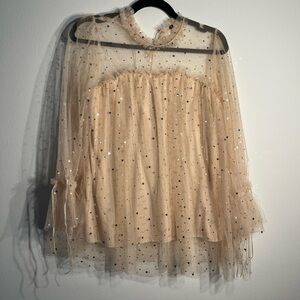 Boho mesh top blush and silver top